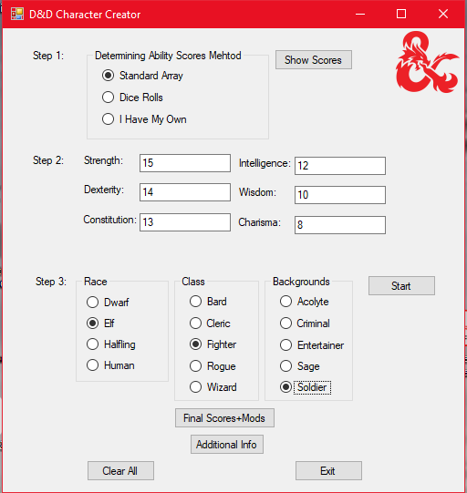 DND Character Creator preview